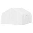 OUTSUNNY - Serre tunnel de jardin dim. 4,45L x 2,99l x 2H m porte + 6 fenêtres enroulables acier galvanisé bâche PE haute densité blanc - vignette