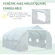 OUTSUNNY - Serre tunnel de jardin dim. 4,45L x 2,99l x 2H m porte + 6 fenêtres enroulables acier galvanisé bâche PE haute densité blanc - vignette