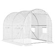 OUTSUNNY - Serre de jardin tunnel 6 m² 3L x 2l x 1,9H m acier galvanisé renforcé diamètre 2,4 cm + PE haute densité fenêtres porte blanc - vignette