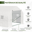 OUTSUNNY - Serre tunnel de jardin dim. 5,93L x 3l x 2H m porte + 8 fenêtres enroulables acier galvanisé bâche PE haute densité blanc - vignette