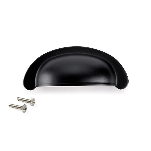 EMUCA - Lot de 20 poignées pour meubles Alberic, L77mm, entraxe 64mm, Zamak, Noir - large