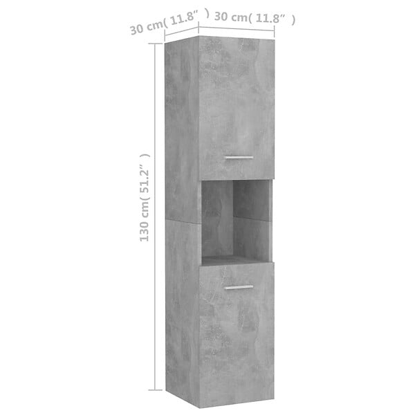 VIDAXL - vidaXL Armoire de salle de bain Gris béton 30x30x130 cm Aggloméré - large