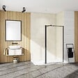 AICA SANITAIRE - AICA paroi de douche industrielle noire 90x200cm avec un retour pivotant 30cm livré avec une barre de stabilisation 90cm - vignette