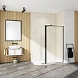 AICA SANITAIRE - AICA paroi de douche industrielle noire 90x200cm avec un retour pivotant 30cm livré avec une barre de stabilisation 90cm - vignette
