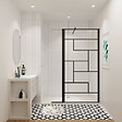 AICA SANITAIRE - AICA paroi de douche industrielle noire 100x200cm avec un retour pivotant 40cm livré avec une barre de stabilisation 90cm - vignette