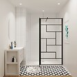 AICA SANITAIRE - AICA paroi de douche industrielle noire 100x200cm avec un retour pivotant 40cm livré avec une barre de stabilisation 90cm - vignette