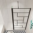 AICA SANITAIRE - AICA paroi de douche industrielle noire 100x200cm avec un retour pivotant 40cm livré avec une barre de stabilisation 90cm - vignette