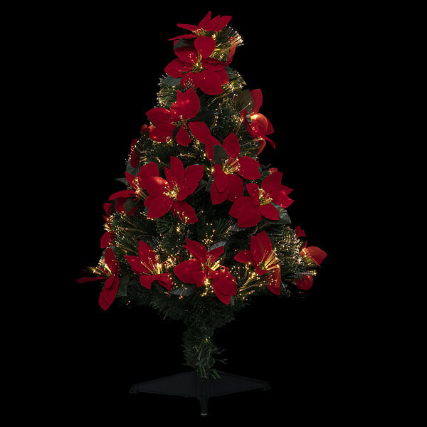 FEERIC LIGHTS & CHRISTMAS - Sapin de Noël artificiel lumineux avec Fleurs de Poinsettias H 90 cm - large