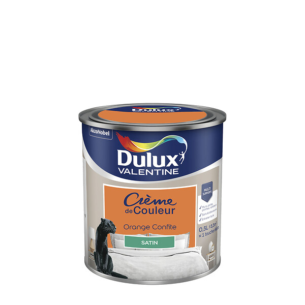 DULUX VALENTINE - Peinture intérieure satin - Orange Confite - 0,5L - large