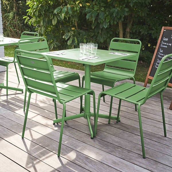 OVIALA - Ensemble table de jardin carrée et 4 chaises vert cactus - Palavas - large