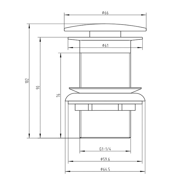 STANO - Bonde lavabo or brossé pour vasques sans trop-plein - large