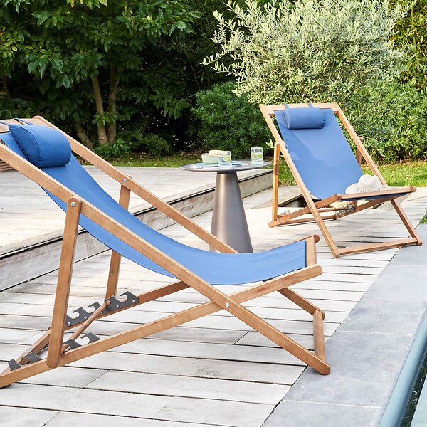 OVIALA - Lot de 2 chiliennes eucalyptus bleu pacific - Socoa - large