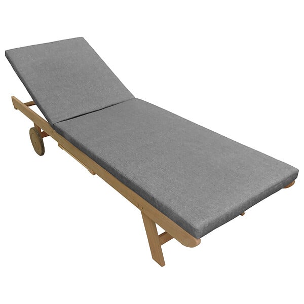HAPPY GARDEN - Bain de soleil pliant en acacia KANAWA - coussin gris - large