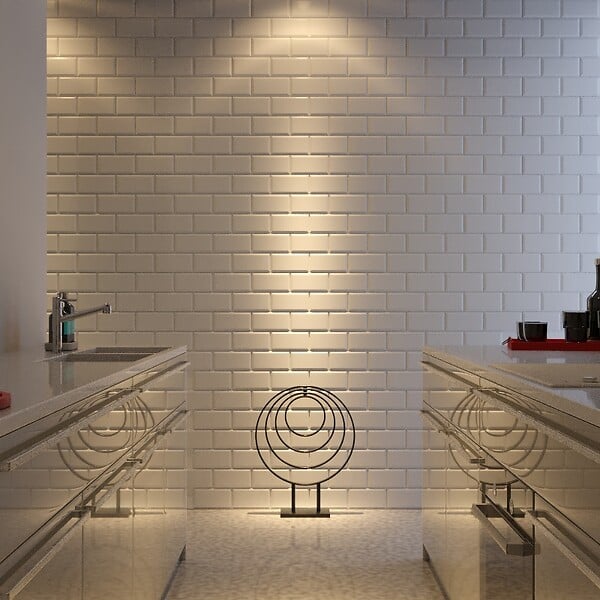 CERAM INDUSTRIE - Faience metro blanc brillant 10x20 - large
