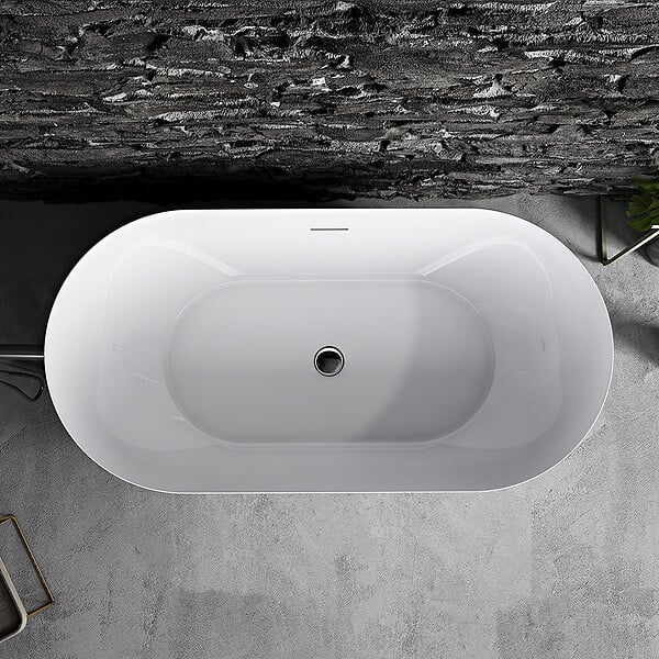 STANO - Baignoire îlot design ovale LISBON blanche 160 cm Brillant - large