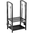 OUTSUNNY - Serviteur de cheminée - porte bûches - range bûches multi accessoires 2 étagères 40L x 30l x 75H cm métal noir - vignette