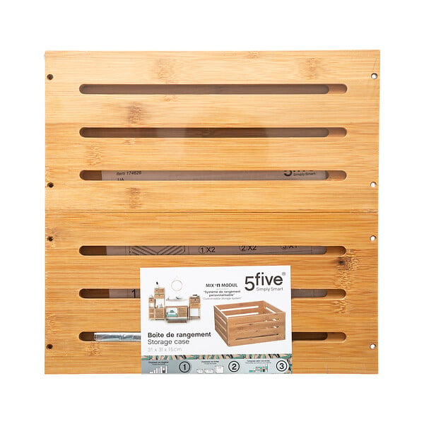 5 FIVE SIMPLY SMART - Panier de rangement en bambou plein - Brun - L.31xl.31cm - large