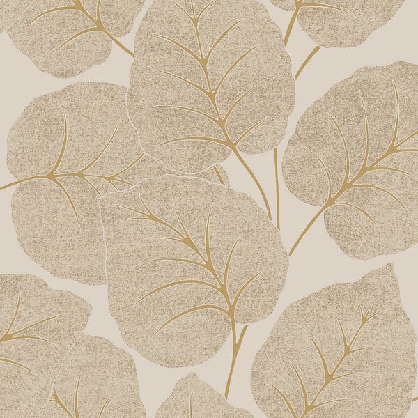 GRANDECO - Papier peint intissé Ciara - Dorée beige - large