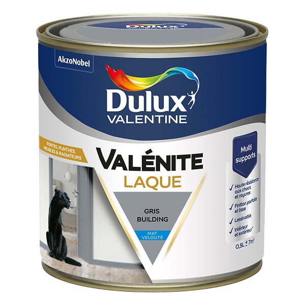 DULUX VALENTINE - Laque acrylique Valénite Gris Building 0,5L - large
