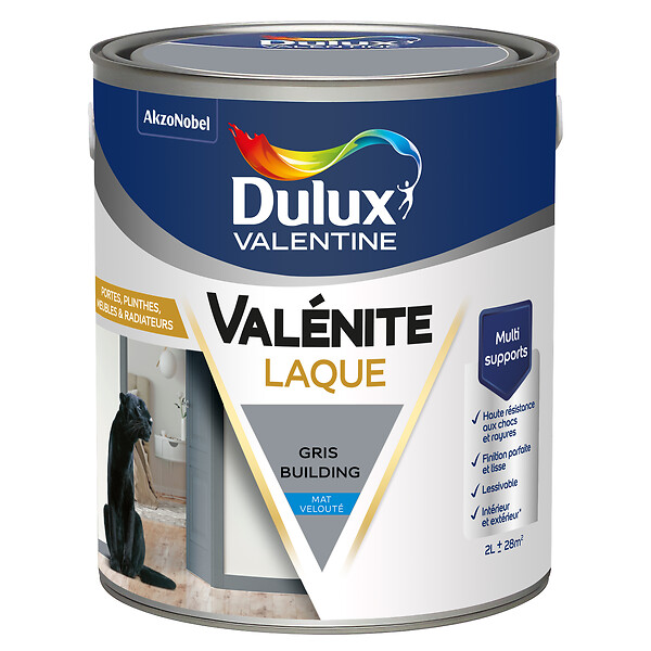 DULUX VALENTINE - Laque Acrylique Valénite Mat - Gris Building - 2L - large