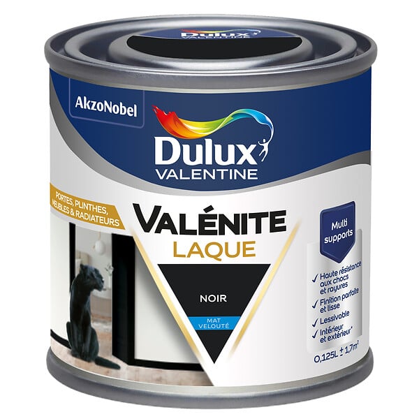 DULUX VALENTINE - Laque Acrylique Valénite Mat-Noir-0.125L - large