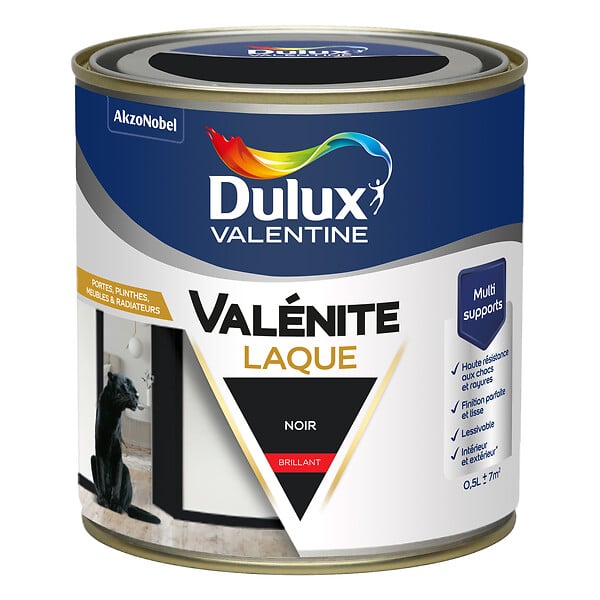 DULUX VALENTINE - Laque acrylique Valénite Noir 0,5L - large