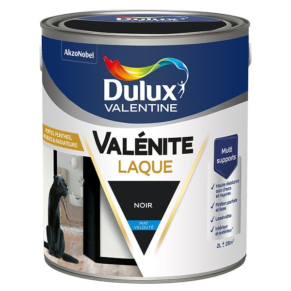 DULUX VALENTINE - Laque Acrylique Valénite Mat-Noir-2L - large