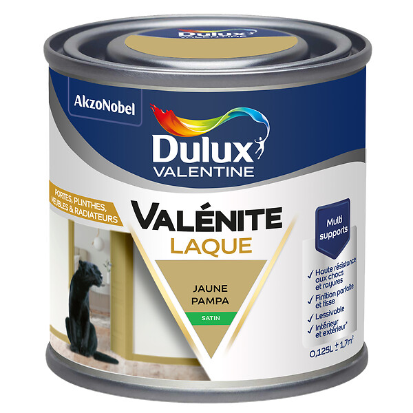 DULUX VALENTINE - Laque acrylique satinée - Jaune Pampa - 0,125L - large
