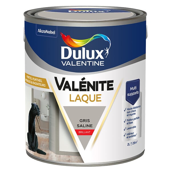 DULUX VALENTINE - Laque acrylique Valénite - Gris Saline - 2L - large