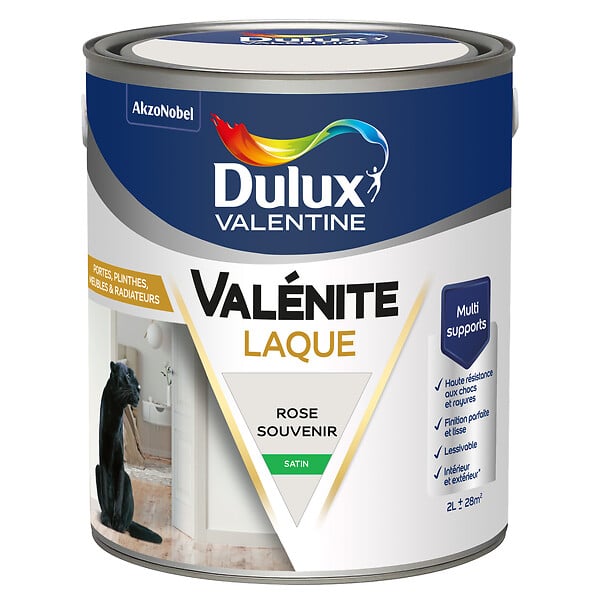 DULUX VALENTINE - Laque acrylique satinée Valénite - Rose Souvenir - 2L - large