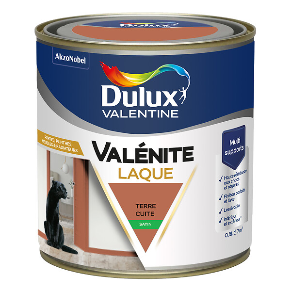 DULUX VALENTINE - Laque Acrylique Valénite Satin-Terre Cuite-0.5L - large