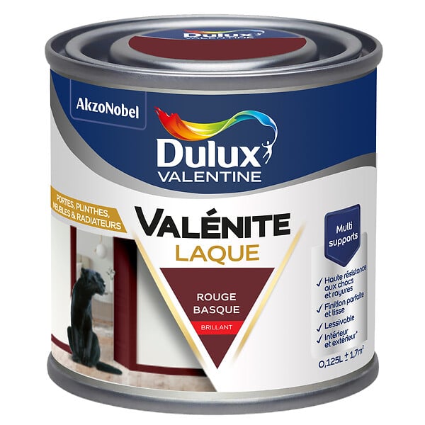 DULUX VALENTINE - Laque acrylique brillante Rouge Basque - 125ml - large