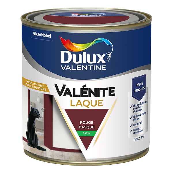 DULUX VALENTINE - Laque Acrylique Valénite Satin-Rouge Basque-0.5L - large