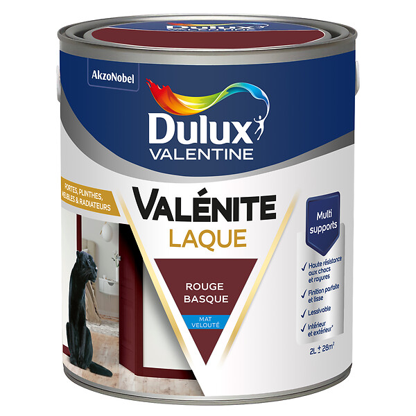 DULUX VALENTINE - Laque Acrylique Valénite Mat-Rouge Basque-2L - large