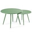 OVIALA - Lot de 2 tables basses de jardin en acier vert cactus - Palavas - vignette