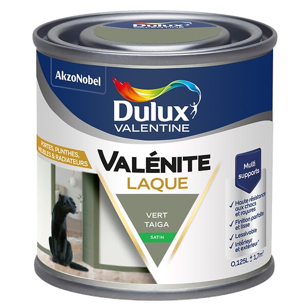 DULUX VALENTINE - Laque Acrylique Valénite Satin-Vert Taiga-0.125L - large