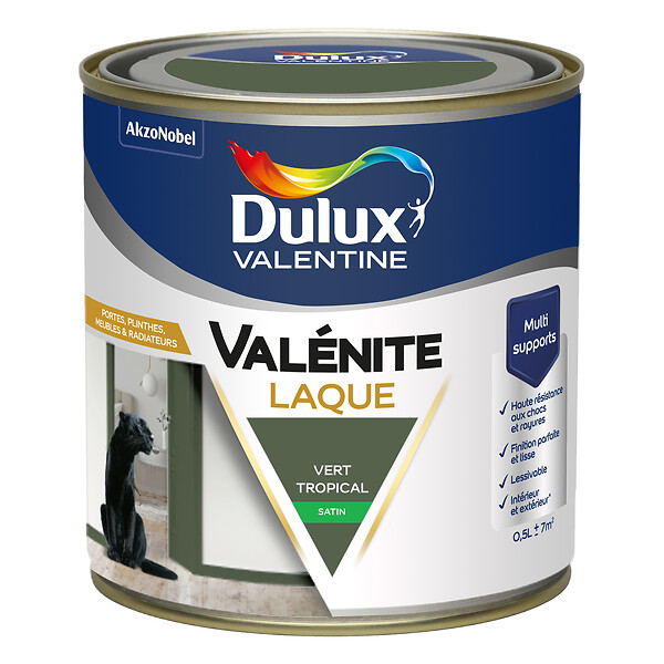 DULUX VALENTINE - Laque Acrylique Valénite Satin-Vert Tropical-0.5L - large
