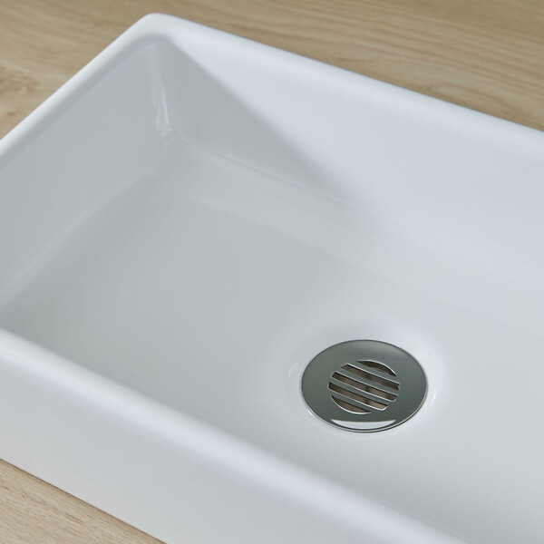 PLANETE BAIN - Lave mains à poser Line R en céramique blanc - large