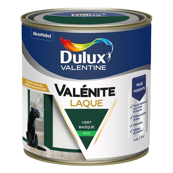 DULUX VALENTINE - Laque acrylique satinée - Vert Basque - 0,5L - large