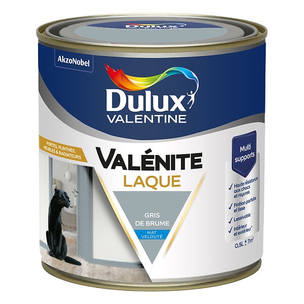 DULUX VALENTINE - Laque Acrylique Valénite Mat-Gris de Brume-0.5L - large