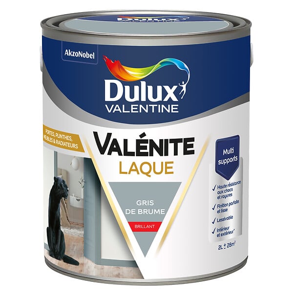 DULUX VALENTINE - Laque acrylique Valénite - Gris de Brume - Brillant 2L - large