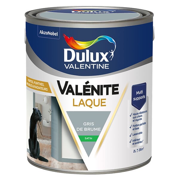DULUX VALENTINE - Laque Acrylique Valénite Satin-Gris de Brume-2L - large