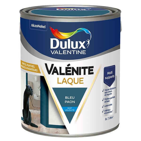 DULUX VALENTINE - Laque acrylique mate - Valénite - Bleu Paon - 2 L - large