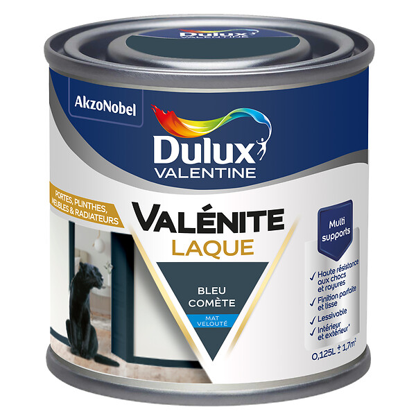DULUX VALENTINE - Laque acrylique mate Valénite - Bleu Comète - 0,125 L - large