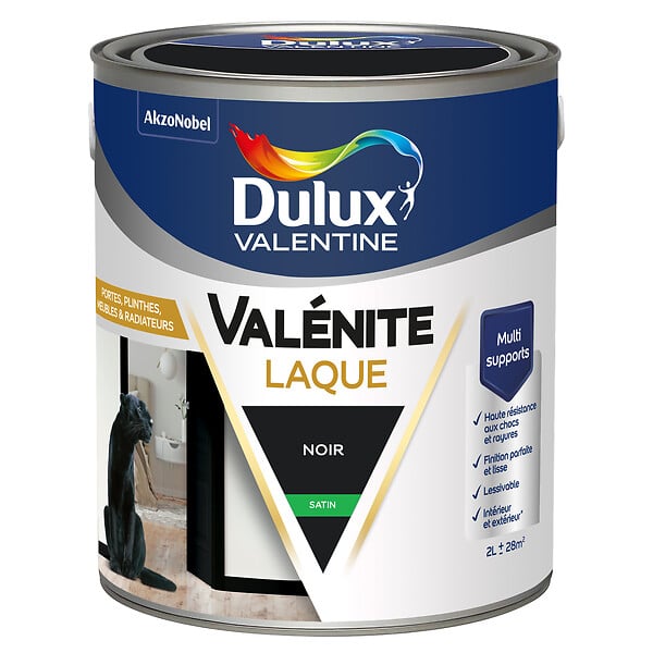 DULUX VALENTINE - Laque Acrylique Valénite Satin-Noir-2L - large