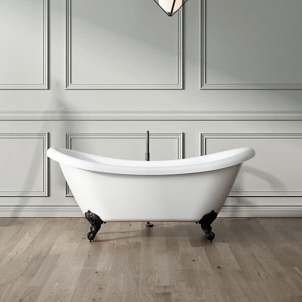 ROGIER & MOTHES - Baignoire sur pieds rétro DARLINGTON Blanche 175 cm Pieds de Lion Dorés - large
