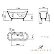 ROGIER & MOTHES - Baignoire sur pieds rétro DARLINGTON Blanche 175 cm Pieds d'Aigle Noirs - vignette