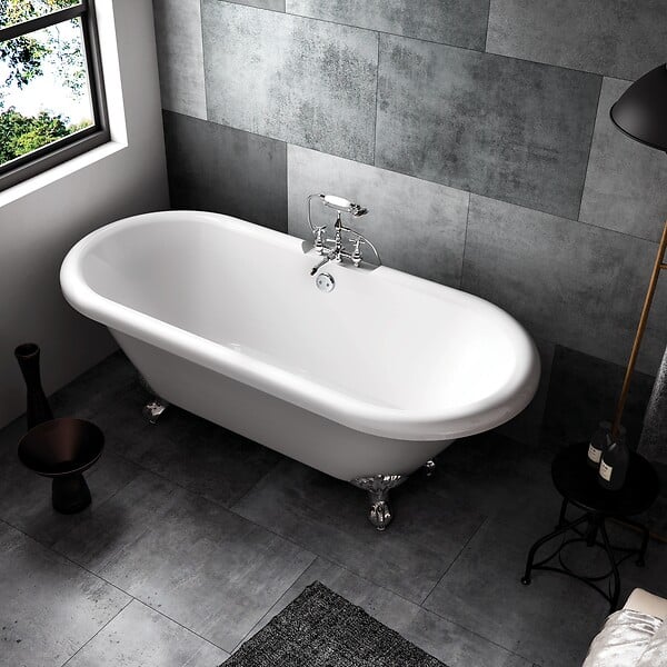 ROGIER & MOTHES - Baignoire sur pieds rétro CHELSEA Blanche 170 cm Pieds d'Aigle Bronze jaune vieilli - large