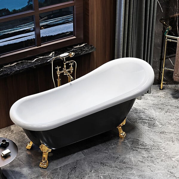 ROGIER & MOTHES - Baignoire sur pieds rétro RICHMOND Noire 171 cm Pieds d'Aigle Chromés - large