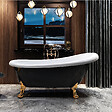 ROGIER & MOTHES - Baignoire sur pieds rétro RICHMOND Noire 171 cm Pieds de Lion Bronze jaune vieilli - vignette
